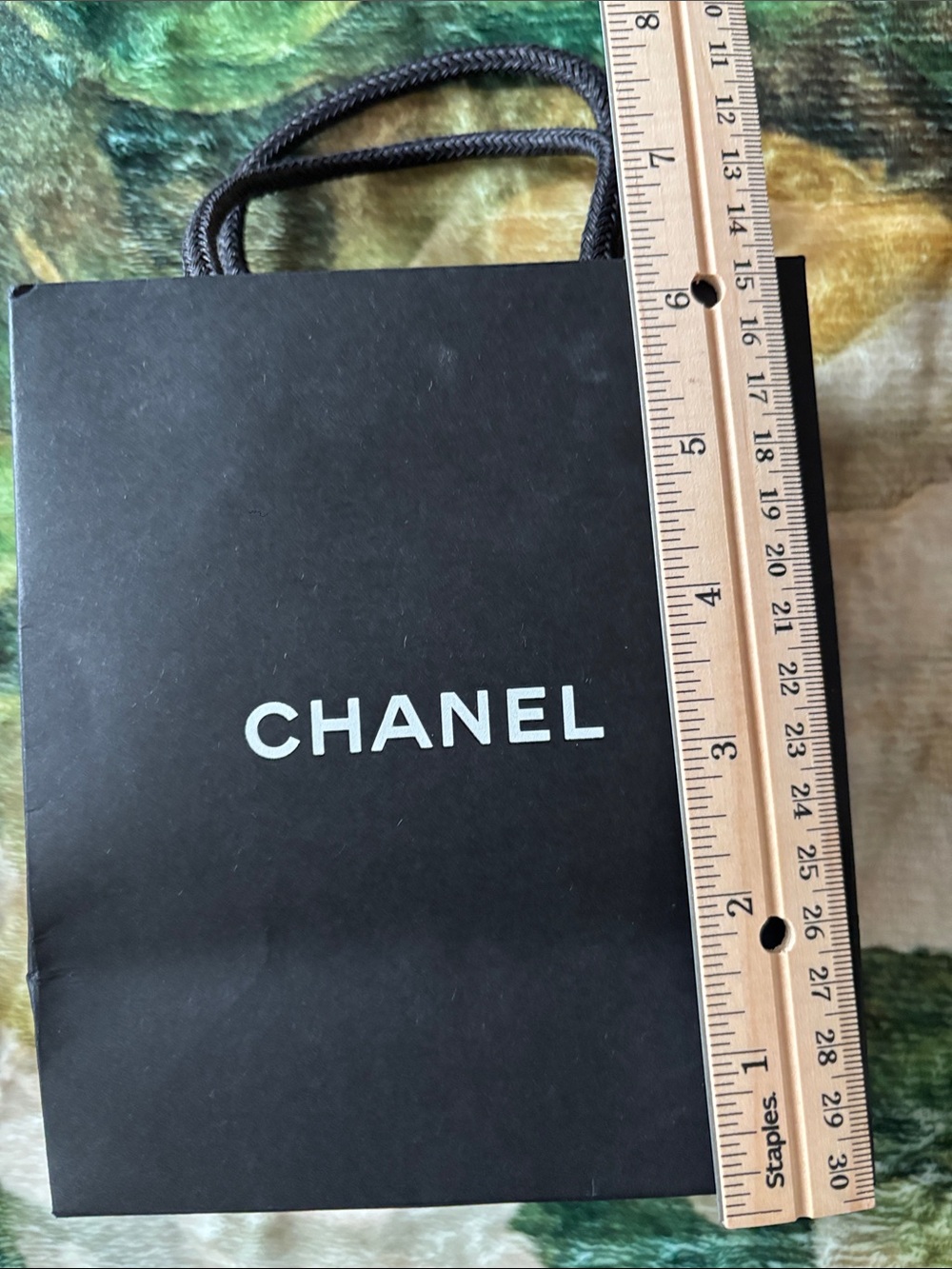 Chanel black small shopping gift bag 6" x 3" x 5" boutique packaging